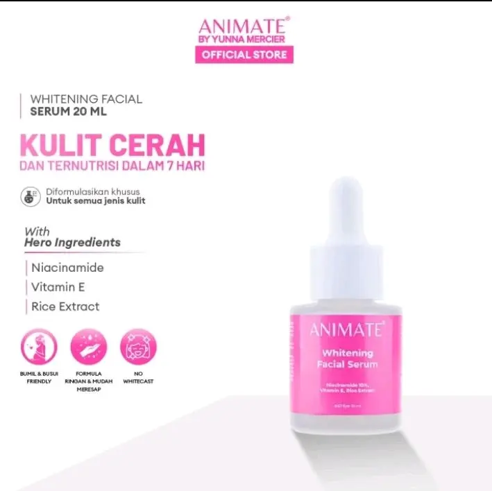 serum animate 5X active whitening facial mencerahkan 5x lebih cerah skincare untuk bopeng brightening Pencerah Wajah Niacinamide Hydrating Hitam Aging chierra anti flek glad2 glow 0