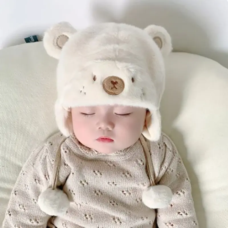 Mũ Nhồi Bông Mềm Mại, Thiết Kế Em Bé Lông Dễ Thương, Chống Gió, Bảo Vệ Lạnh Và Ấm, Mũ Len Làm Ấm Hơn, Mềm Mại Và Thân Thiện Với Da, Thoáng Khí, Thích Hợp Cho Các Hoạt Động Ngoài Trời, Dày Để Bảo Vệ Tai, Chống Gió Và Thoáng Khí, Mềm Mại 1