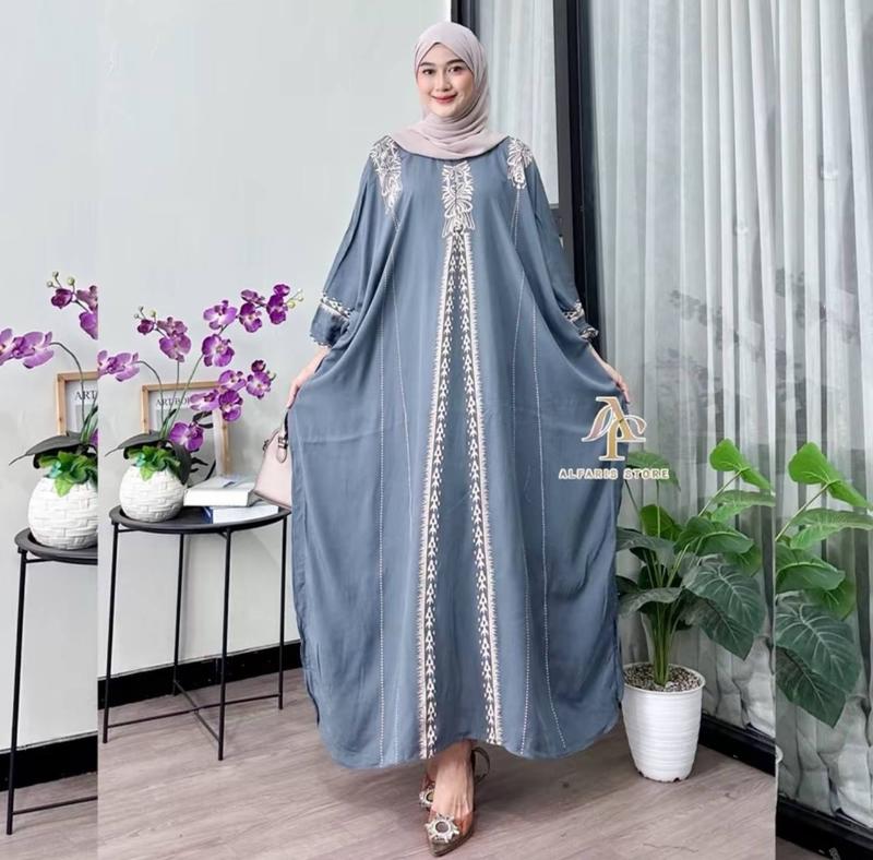 Product Introduction of ￼Kaftan Motif Cunda Rayon Jumbo Ld 180 Kaftan Muslim Wanita Nyaman Tebal Gamis By Alinrafd 6