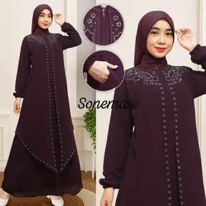 Gamis Abaya Syar`i Bahan Ceruty Baby Dool Full Puring Gamis Muslimah Elegan Terbaru