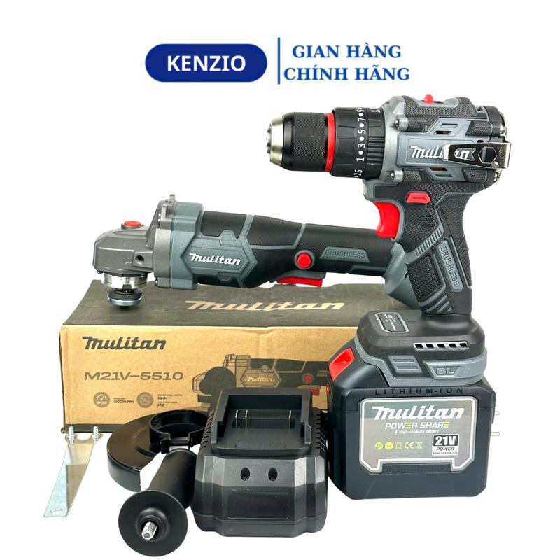 Mulitan Combo Máy Cắt M21V-5510 & Máy Khoan Pin 3 Chức Năng 3368 Hoặc Siết Mulitian Động Cơ Không Chổi Than Pin 20cell Sạc Tặng