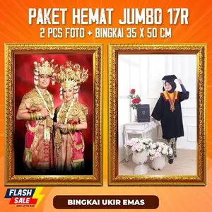 DAPAT 2 PCS CETAK FOTO + FRAME FIBER PREMIUM UKURAN 17R (35X50 CM)!!BINGKAI UKIR  BISA DIGANTUNG / DITEMPEL DINDING - CETAK FOTO +  -  FOTO MURAH - HIASAN DINDING FOTO Gold Laminasi Glossy, Kayu Dekorasi Bukan Musiman dinding  aesthetic
