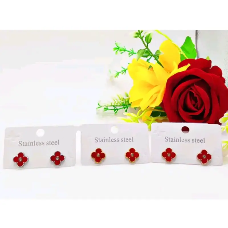 Anting Tusuk Titanium Bunga CLVR Satu Anti Karat & Anti Luntur - Earrings (COD) Aksesoris Elegan Perhiasan Rose 2