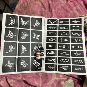 Paket tato DIY Tinta tato berwarna / warna-warni / multicolor Stiker tato beragam desain Alat tato lengkap Kreasi seni tubuh Tinta tato aman Tahan lama Pewarna kulit sementara Alat seni tubuh Untuk pemula / anak muda / pecinta DIY