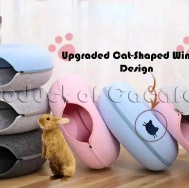 Donut Nest Cave Tunnel Toy Hiding House Sleeping Bed for Rabbit and Cat