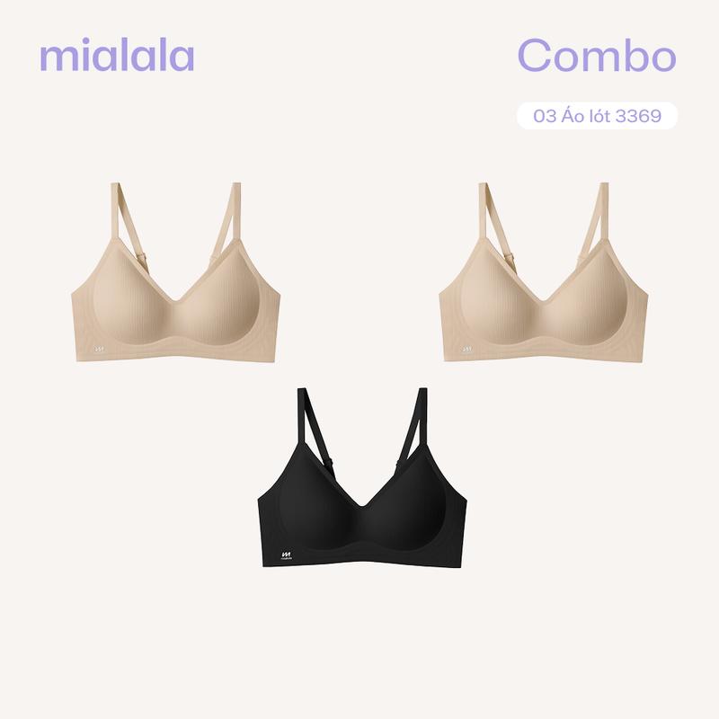 Combo 3 Áo Ngực Nữ MIALALA 3369 FAL04073369 Nâng 1 Size Không Gọng Su Mềm Mát Đệm Mút 0.5cm Siêu Định Hình Không Viền Tàng Hình