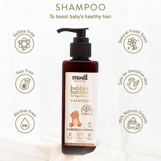 Moell Bubbles Everywhere Shampoo 185gr - Shampoo Bayi #Natural Organic calming rub hair lotion 3