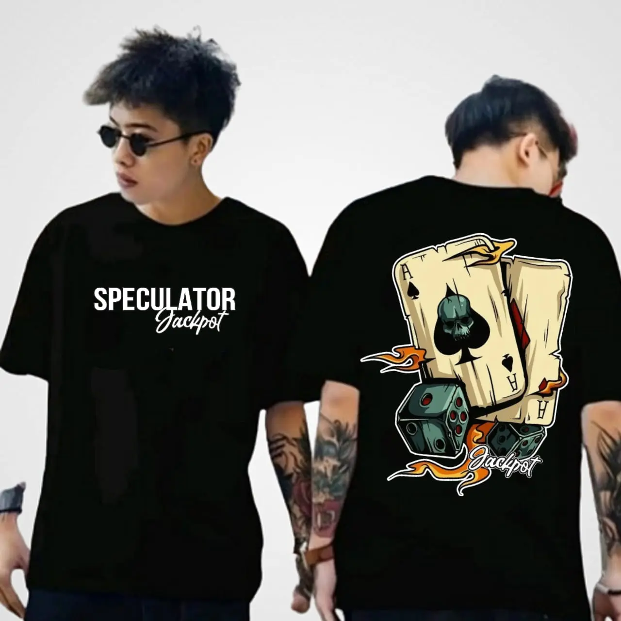 MM Baju Kaos Pria Distro Speculator/Kaos Pria jumbo Sablon Digital Katun Premium  Hitam Panjang