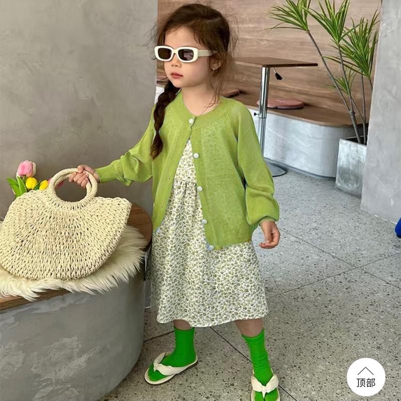 Áo Cardigan Dệt Kim, Màu Trơn Áo Khoác Chống Nắng, Quần Áo Trẻ Em Mùa Hè, Phong Cách Phương Tây Của Trẻ Sơ Sinh, Nhẹ, Thoáng Khí, Dễ Phối Đồ, Áo Sơ Mi Điều Hòa Không Khí, Hàng Đầu 1