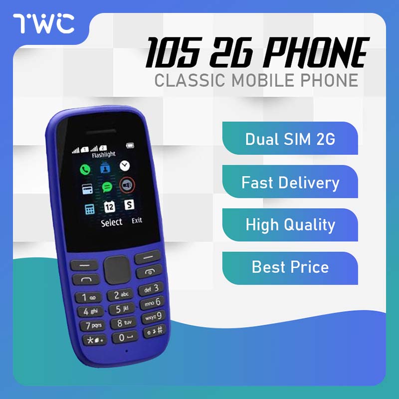 TWC 105 2G โทรศัพท์มือถือคลาสสิก dual SIM dual standby 1020mAh เวลาสแตนด์บายนาน การตั้งค่าหลายภาษา (