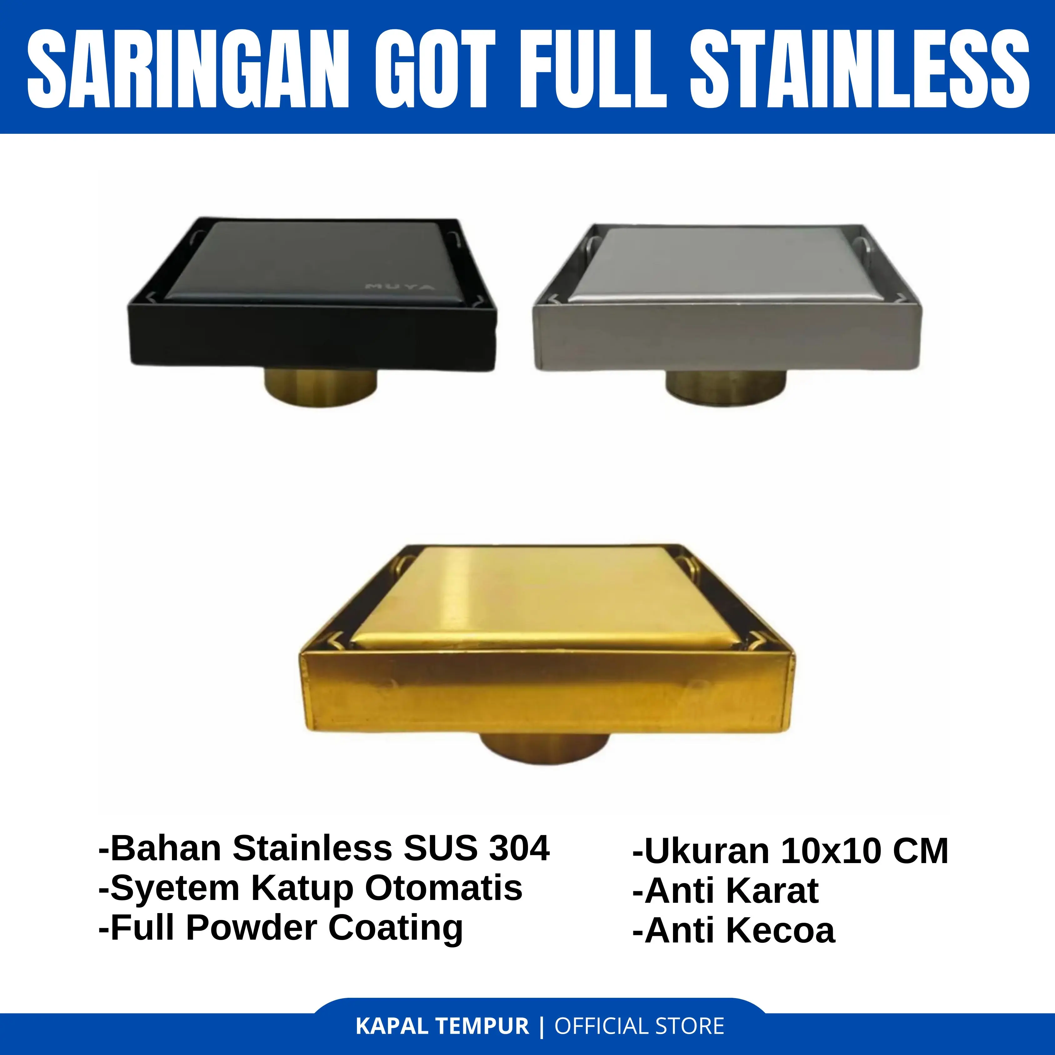 Saringan Got Kamar Mandi Anti Bau Anti Kecoa Floor Drain SUS 304 4 Inch Dual Face Stainless