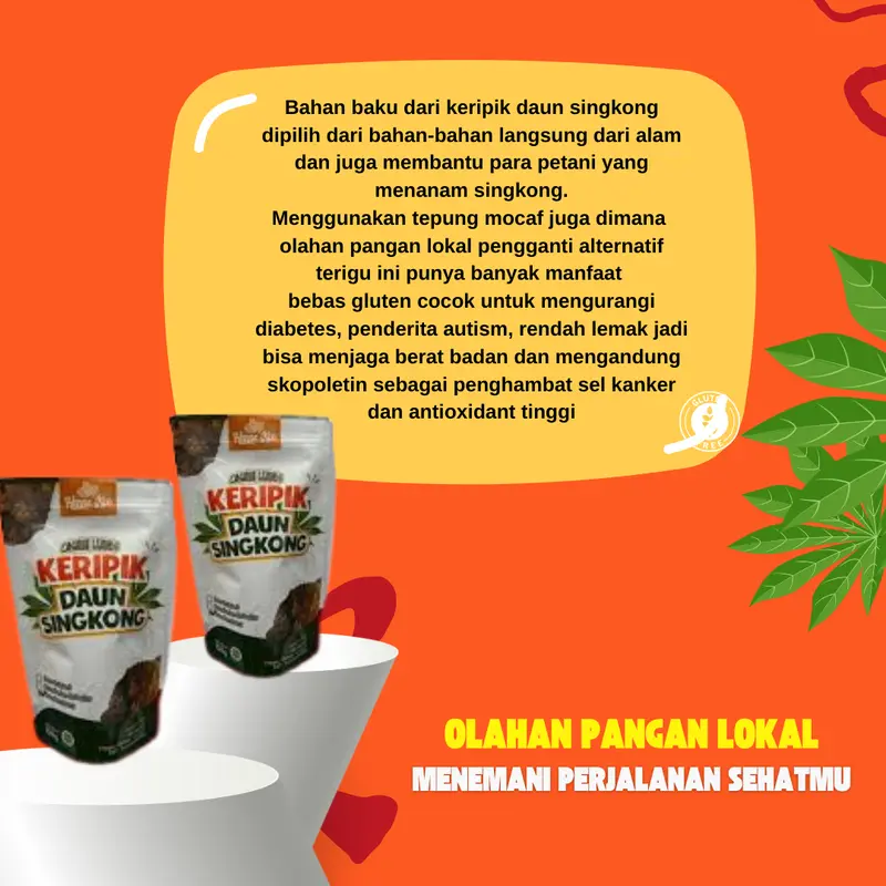 Keripik Daun Singkong Cassava Leaves Chip Alami Rendah lemak 2