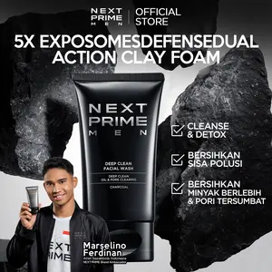 NEXTPRIME Deep Clean Facial Wash 100gr – Pembersih Wajah Pria Membersihkan & Mendetoksifikasi Kulit Mengangkat Kotoran Polusi & Minyak Berlebih Mengandung Activated Charcoal Zinc PCA & Salicylic Acid untuk Kulit Segar & Cerah Tanpa Rasa Ketarik