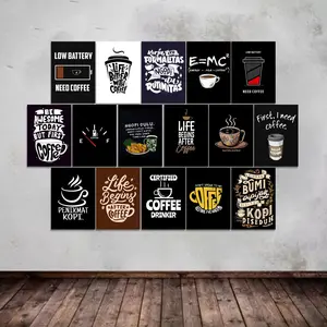 Dekorasi Dinding Poster QUOTES KOPI Ukuran A5 A6 ( 1 Paket isi 16 Pcs ) Dekorasi Rumah Hiasan Dinding Kamar Cetak Foto Walldecor Kertas