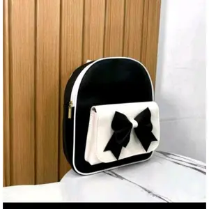 Tas Ransel Wanita  ALISHA  Pita Polos Lucu Kulit