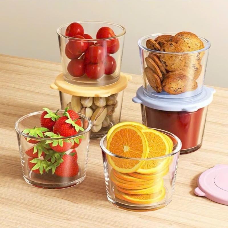 ( Combo 3 màu ) Hũ thủy tinh có nắp đựng thực phẩm sạch sẽ, gọn gàng nhà bếp tủ lạnh dễ dàng vệ sinh, tiện ích Newhome, thuỷ tinh trong suốt dày dặn, nắp đậy cao su kín khí