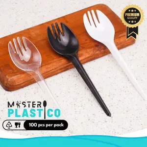 [100 PCS] Spork - Senpu - Sendok Garpu Plastik - Spork Mister Plastico upacara
