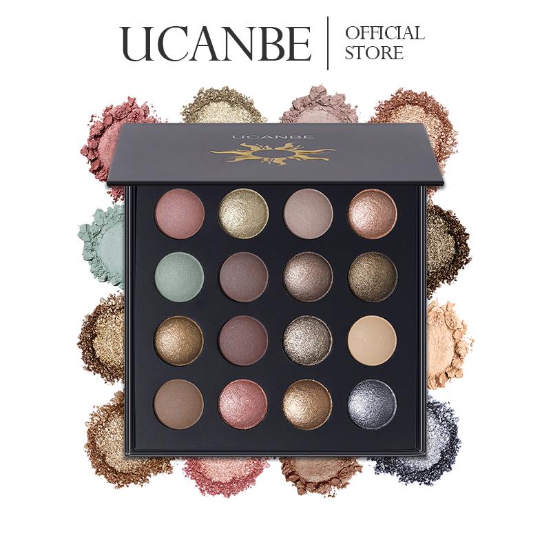 Bảng Phấn Mắt UCANBE 16 Ô Nướng Cao Cấp – Tông Nude & Nhũ Lấp Lánh Lên Màu Chuẩn Giữ Lâu – Matte Glitter Metallic Shimmer – Makeup Mắt Đa Dụng Cho Mọi Dịp
