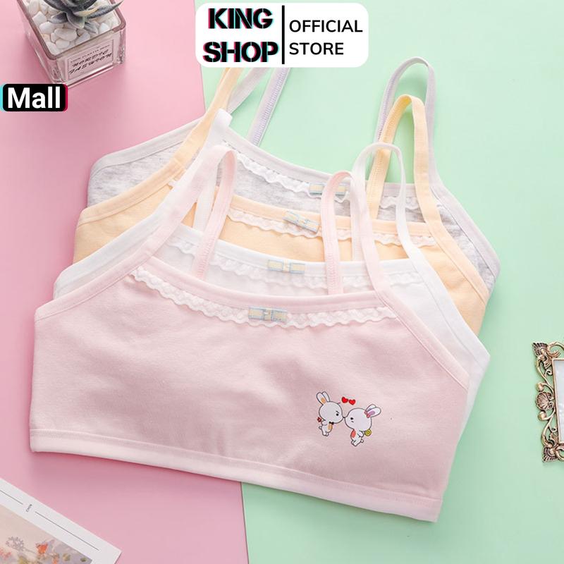 Combo 4 (or 3) áo lá cho bé gái cotton áo lót học sinh không đệm 2 lớp mặt trước từ 20-52kg Cotton KING SHOP aochip begai aolotla B538