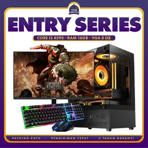 PC RAKITAN GAMING LIVESTREAMING I5 4590 | VGA GTX 1050TI 4 GB | RAM 16 GB|SSD 128 GB | HDD 500GB LENGKAP LED 24 INCH EDITING DESAIN