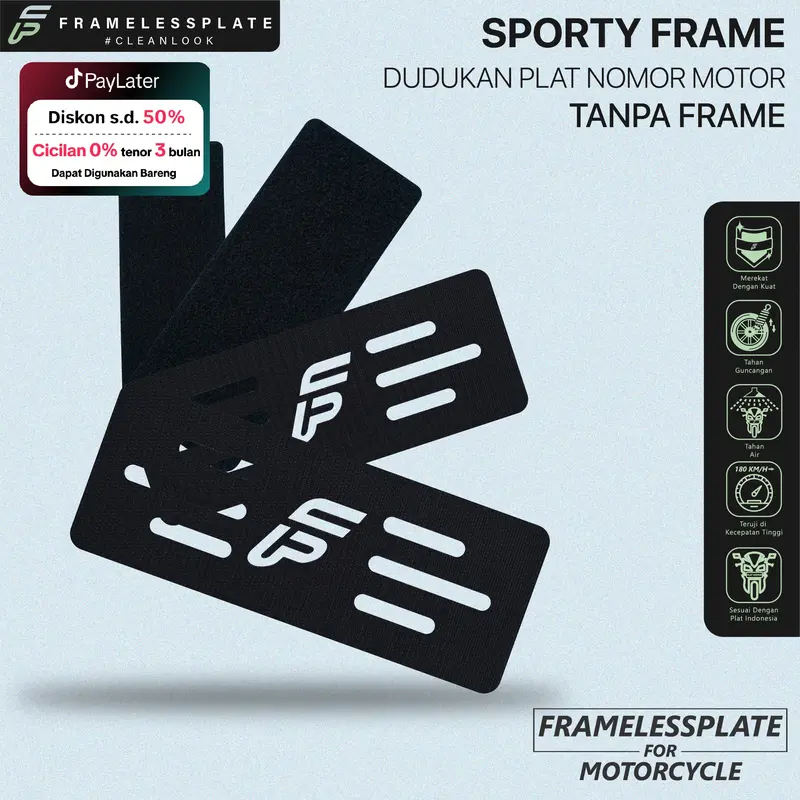 Framelessplate Dudukan Plat Nomor Motor (CLEAN LOOK)