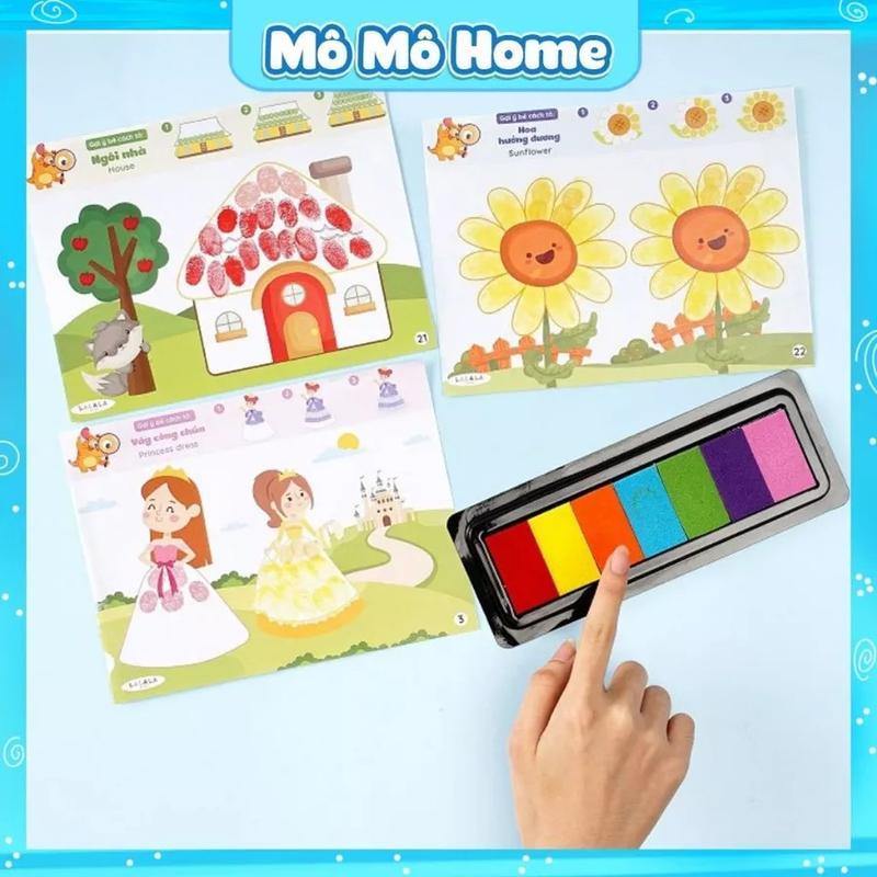  Tranh chấm màu Vân tay diệu kỳ Finger Painting cho bé tô vẽ tưởng tượng sáng tạo hộp mực dấu trang trí 