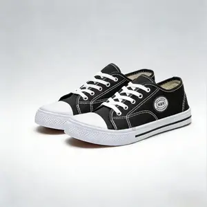 Lace-Up School Shoes Black and White Student Shoes Canvas Shoes Size 29-43