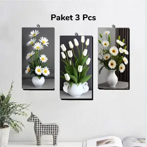 (Paket 3 pcs) Set Hiasan Dinding Vas Bunga 11 Ruang Tamu Dekorasi Rumah Pajangan Dinding Kamar mdf 6mm outdoor