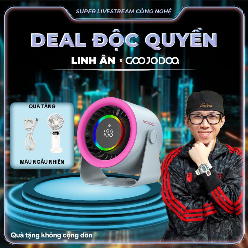   GOOJODOQ*LINHAN   Quạt để bàn + Quạt cầm tay  màn hình LED 100 tốc độ cao gốc làm mát có thể điều chỉnh 90 độ 