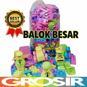 Mainan BALOK BLOK UKURAN JUMBO BESAR Cowok CEWEK Mainan Edukasi Penyortir Bentuk - TOYS Isi 30, 57, 88, 106, 136, 176 Pcs