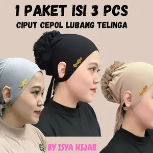 Paket 3 Pcs Ciput Cepol Lubang Telinga Rayon Premium ISYA - Jilbab, Kerudung, Wanita