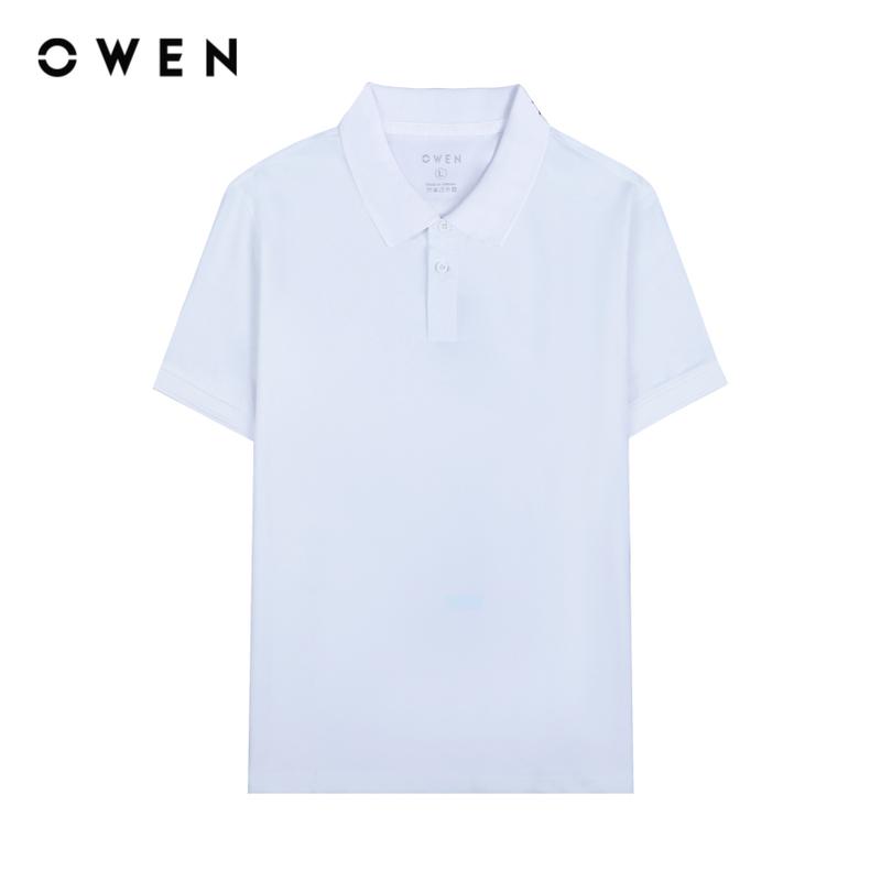  OWEN - Áo Polo Trắng R Nam Body Fit APV243848 màu Trắng chất liệu CVC Spandex Hoạ tiết Trơn Menswear 