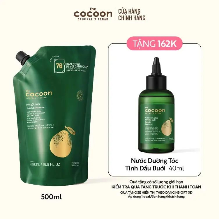 Ảnh đại diện TÚI REFILL - Dầu gội bưởi Cocoon giúp giảm gãy rụng và làm mềm tóc 500ml