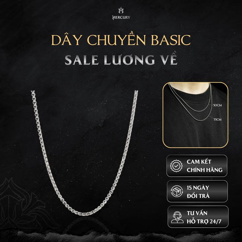 Dây chuyền vòng cổ Mercury Basic - Trang sức phụ kiện thời trang Unisex nam nữ - Thiết kế basic màu bạc cá tính