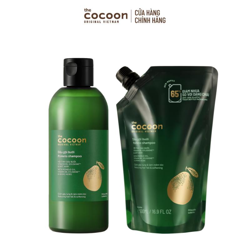  COMBO 1 TÚI REFILL - Dầu gội bưởi Cocoon giúp giảm gãy rụng và làm mềm tóc 500ml + 1 Dầu gội bưởi 310ml 