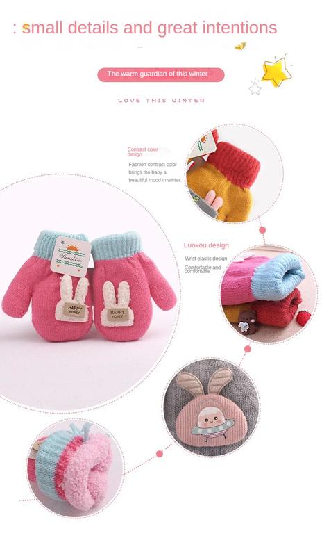 Product Introduction of 1-4 Years baby Winter Hand Gloves Thick Warmer Knitted Mittens Thicken Mittens for Kids Cute Cartoon Gloves Boys Girls 4