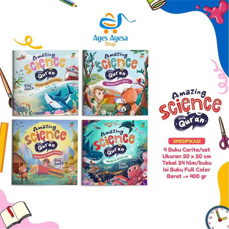 Buku Cerita Hewan Bergambar Serial Amazing Science Sains From Qur'an Keajaiban Laut dalam quran anak usia  4 tahun PAUD TK  Ziyadbooks Official 0