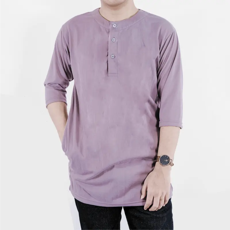 Kurta Pakistan Bahan Kaos Lengan 3/4 Baju Koko Muslim Fashion Dewasa Nyaman Panjang 0