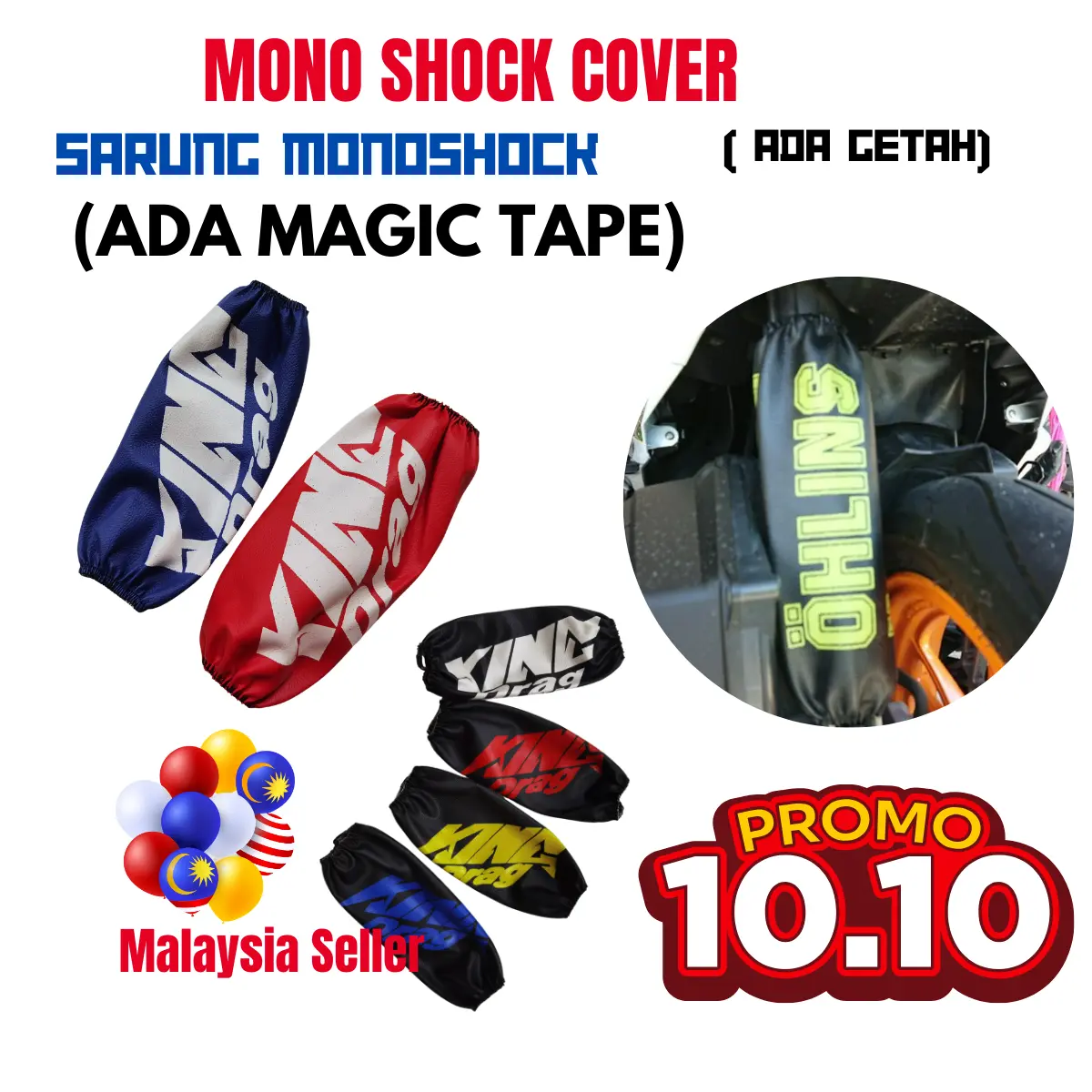 Sarung Monoshock Motor Yamaha LC135 LC Y15ZR Y16ZR Ysuku Ysena Honda RS150 Ex5 Y125Z Modenas Kriss Sym Vf3i Universal Accessories Motorcycle