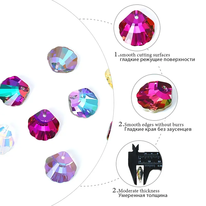 Charm Pha Lê Vỏ Sò, Hạt Trang Sức Rời 14Mm, Mặt Dây Chuyền Đá Quý Kim Cương Giả Thủy Tinh, Để Làm Trang Sức, Đồ Dùng Vòng Cổ Tự Làm, 12 Chiếc 2