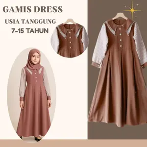 Gamis Anak Serut Pinggang Usia 0-9 Tahun Bahan Lembut dan Adem Muslim Panjang Nyaman Crinkle Dress Kancing Syari Baju Airflow Baju Wanita