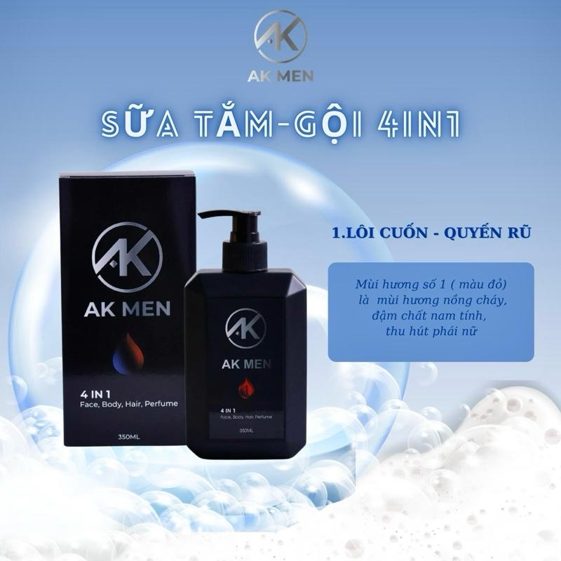  Sữa Tắm - Gội 4in1 Hương Nước Hoa Nam Cao Cấp AK MEN 350ml. Sự lựa chọn hoàn hảo dành cho nam giới . 