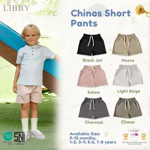 LIBBY Celana Pendek Anak Unisex Chinos Celana Pendek Katun Polos Anak, Bayi & Anak Unisex Celana Panjang Unisex Usia 9 Bulan - 8 Tahun Earth (1PCS)