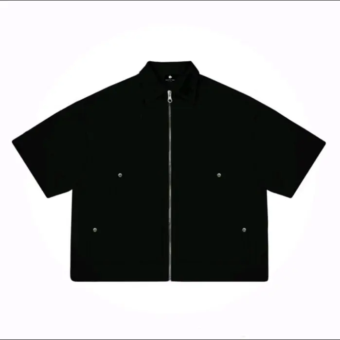 work kemeja zipper polos black Pria