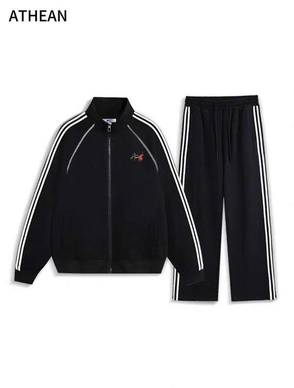 Bộ Quần Áo Nỉ Nam Thu Đông Logo ATHEAN Thêu Chất Nỉ 2 Da Dày Dặn Quần Có Dây Rút