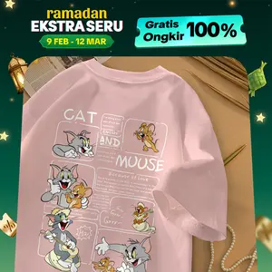 TShirt Kaos Lengan Pendek Oversize Unisex | Tom and Jerry | Tebal dan Nyaman |  Cotton