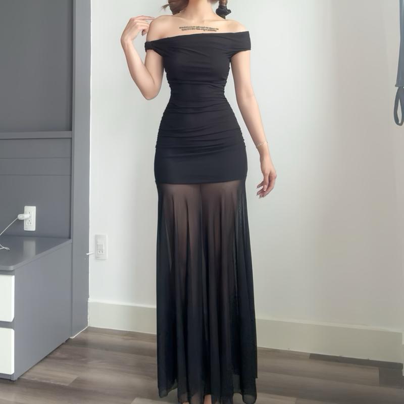 Đầm body nữ lưới lệch vai đi tiệc DÁNG XÒE sang chảnh Lolystore dress women