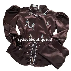 (Umur 1-13tahun) AURELLIA Setelan ATASAN+ROK Anak Perempuan Kurung Melayu Malaysia Modern Viral Satin Full Payet Mutiara Mewah