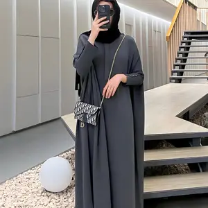 GONEGANI OFFICIAL - Dress Panjang Polos Batwing Dress Berkancing