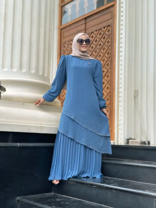 Gamis Malaysia Inara Nella`s Style Ceruty Babydoll Premium mix Payet BY Alika Hijab Fashion 3